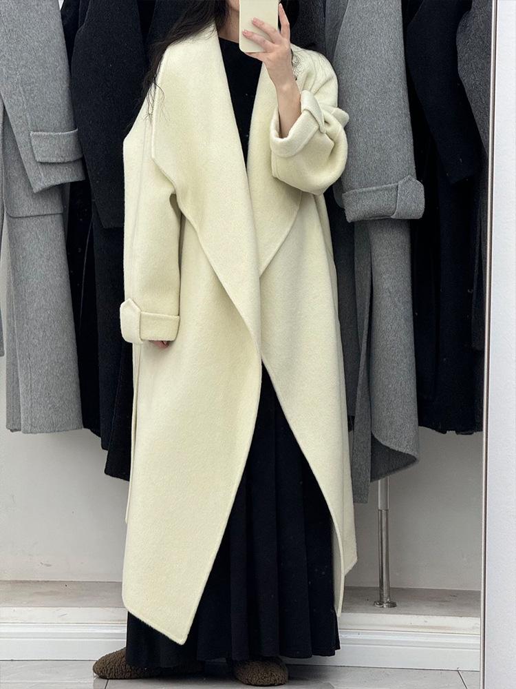 

Autumn and winter atmosphere bathrobe cape shawl extended double-sided retro wool coat wool coat women M