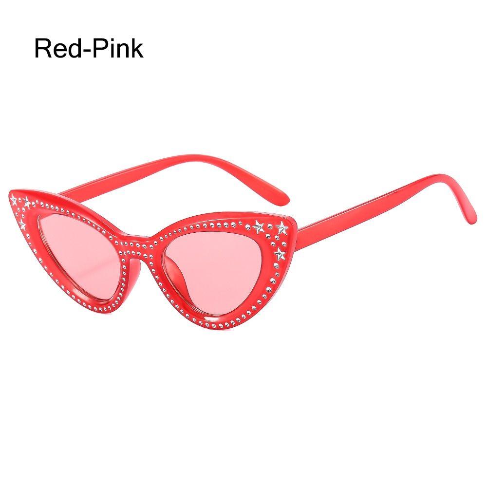 Stars Decor Cat Eye Sunglasses for Women Diamond Sun Glasses Rhinestone Bling Shades Y2K Cycling Driving Eyewear