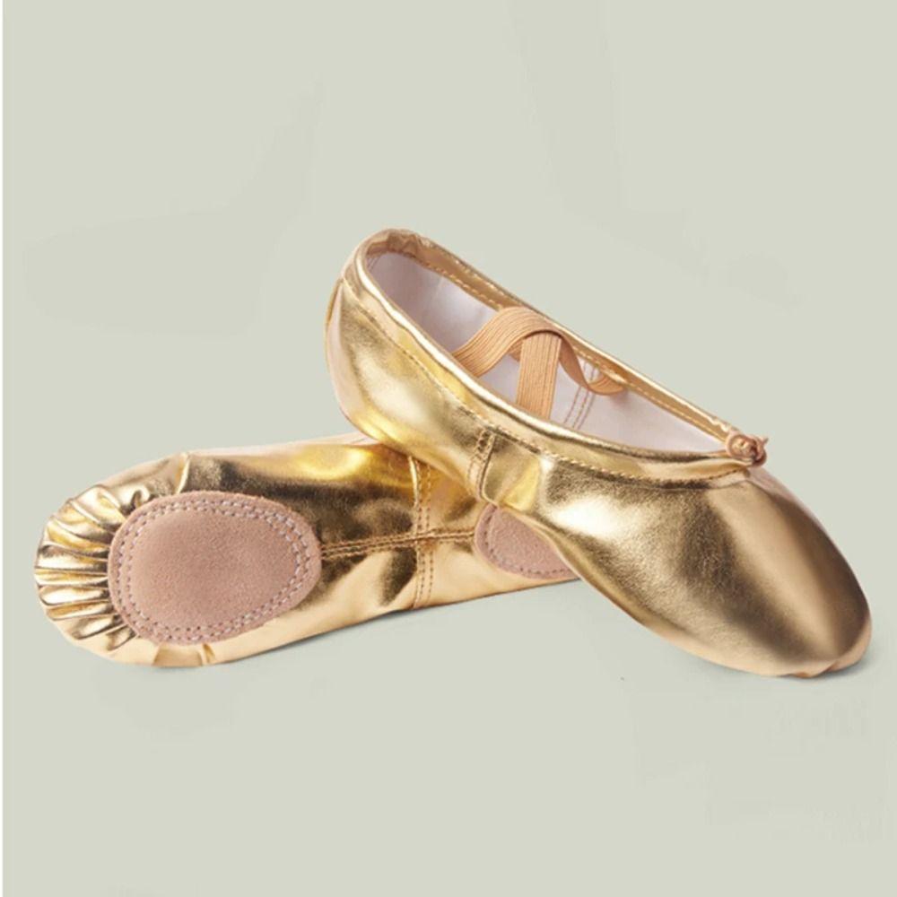 1 Pair of Gold Silver Girls' Ballet Shoes Satin Princess Shoes Indoor Cat Claw Shoes  Pilate