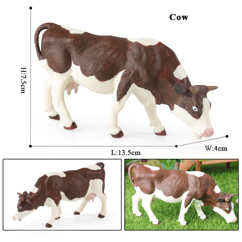 Oenux Simulation Cute Farm Animals Milk Cow Cattle Calf Angus Bull OX Buffalo Model Action Figures Educational Cute Toy Kid Gift