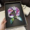 2024 100% Real Silk Square Scarf Women Designer Floral Print Neckerchief Female Luxury Shawl Hijab Bandana Headband