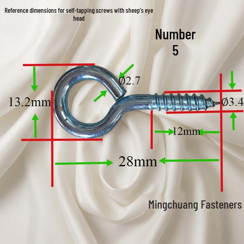 Blue & White Zinc-Plated Hardware Pendant with Eye Screws - Self-Tapping, Pointed Head, Wood Grain Wind Hook for Lamps, New Chinese Style.