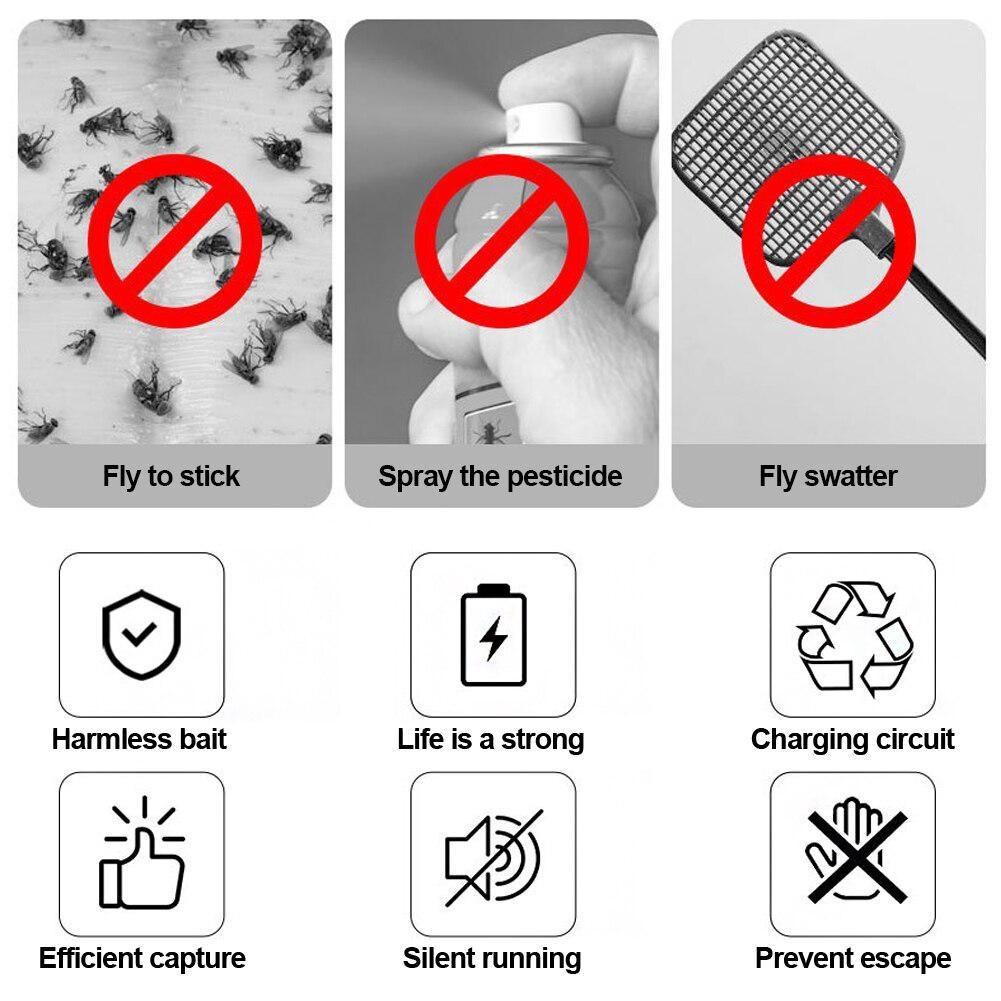 Fully Automatic Fly Killer Mute USB Rechargeable Automatic Flycatcher Electric Household Catching Star Bait Trap