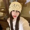 Ethnic Style Crochet Flower Knitted Hat Hollow Out Beanies Knit Cap Handmade Korean Apparel Accessories