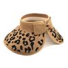 Women Leopard Print Sun Hat Summer Trendy Chic Bow Foldable Wide Brim Straw Cap For Beach Holiday