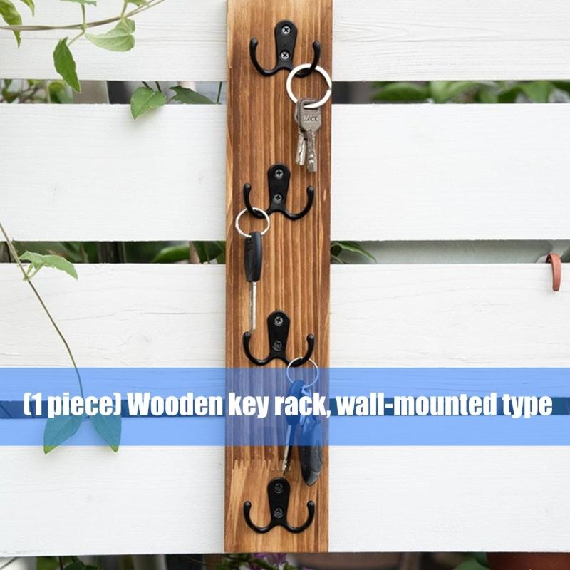 Vertical Wall Mounted Key Holder Space Saving Hanger Wood Key Rack with Hook Decorative Farmhouse Hanger Enduring