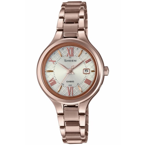 Casio Sheen Radio Controlled Solar Watch, Titanium Series SHW-7000TCG-4AJF, Women's Gold