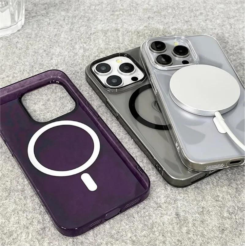 Oryginalne Ultra cienkie Przezroczyste Etui For Magsafe Dla iPhone 17 16 15 14 13 12 Pro Max Plus Magnetyczne Bezprzewodowe Ładowanie Pokrowiec PC