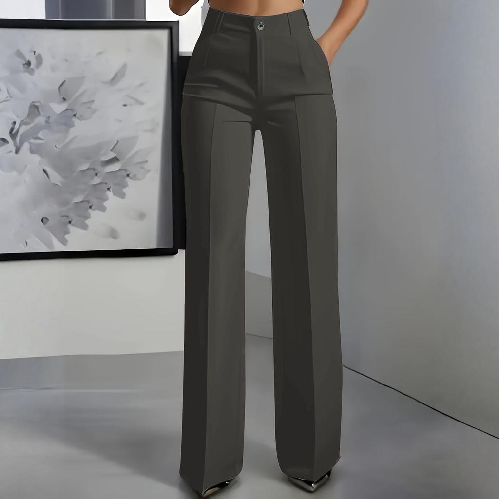 Women's Solid Color High Waist Hanging Straight Tube  Suit Pants For Women