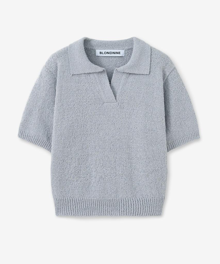 BLOND9 Boucle Short Sleeve Open Collar Knit ( 5 Colors )