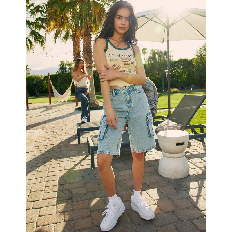 VEZFAA Damenmode, lässig, einfarbig, bedruckt, Sport-Shorts mit hoher Taille