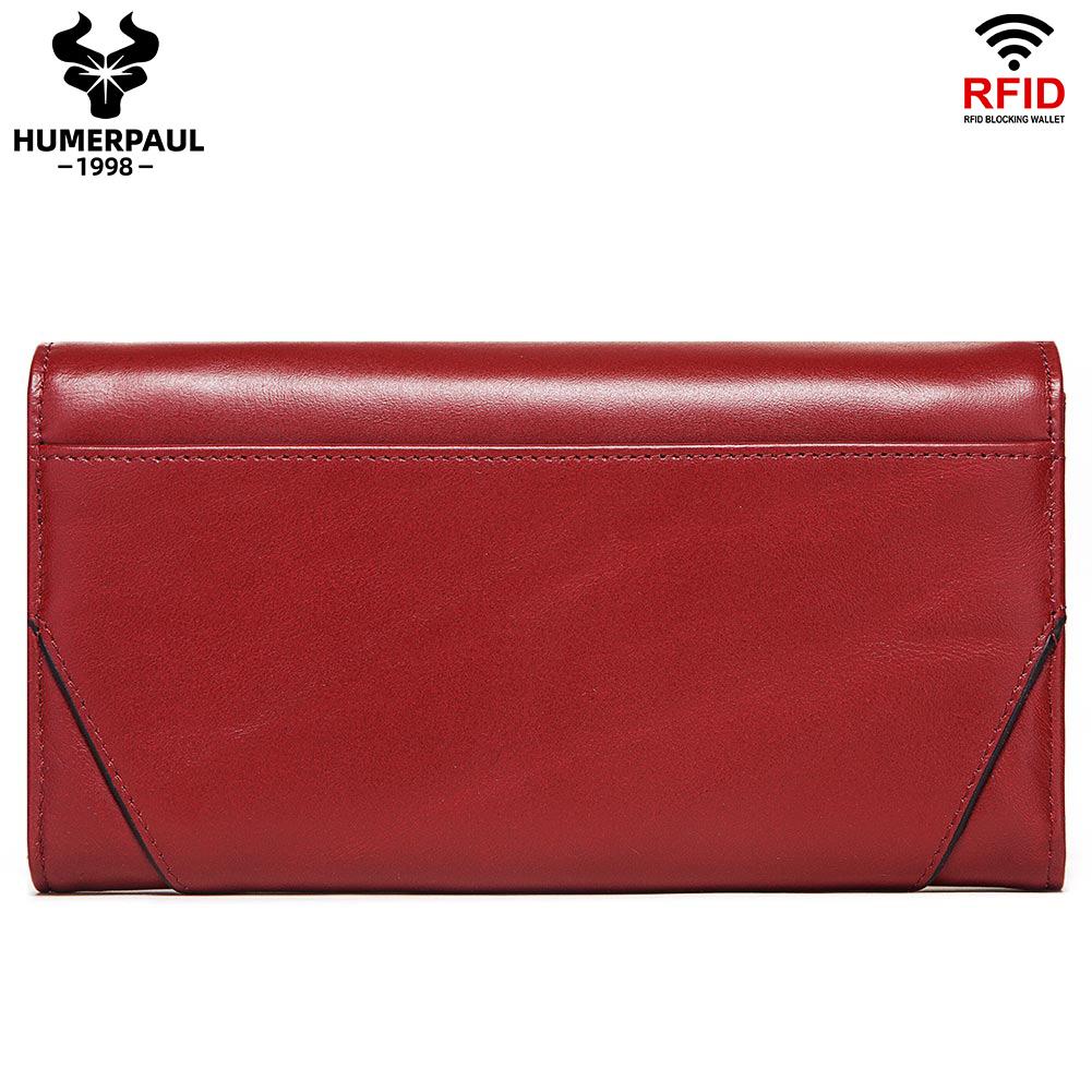 Humerpaul Women Wallet New Style Female Fashion Money Bags Cow Leather Card Holder Clutches Tri-fold Handy Purse High Capacity