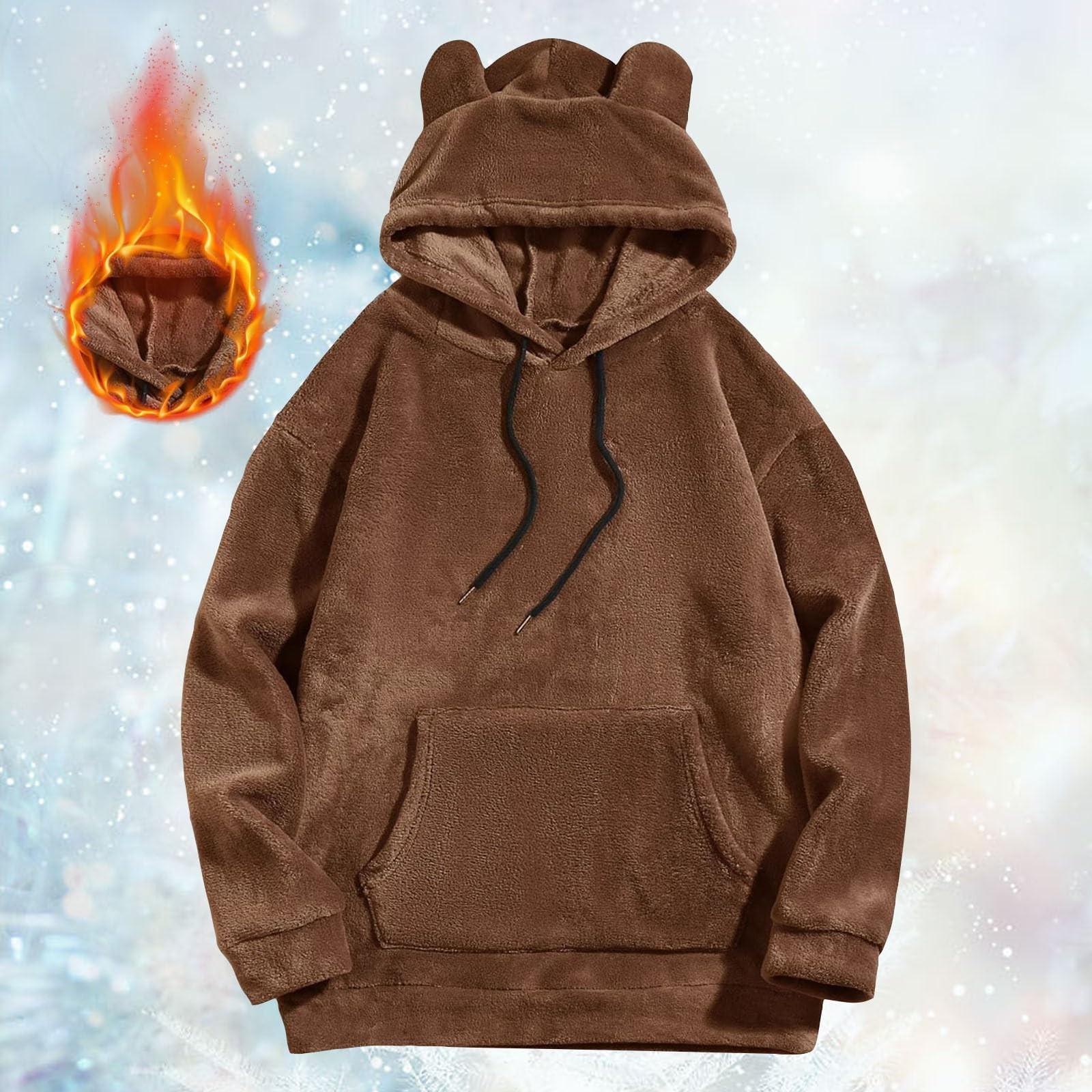 Fall And Winter Blast Color Warm Coral Velvet Hoodie Bear Ears Cute Thickened Man L верблюд 2650₽