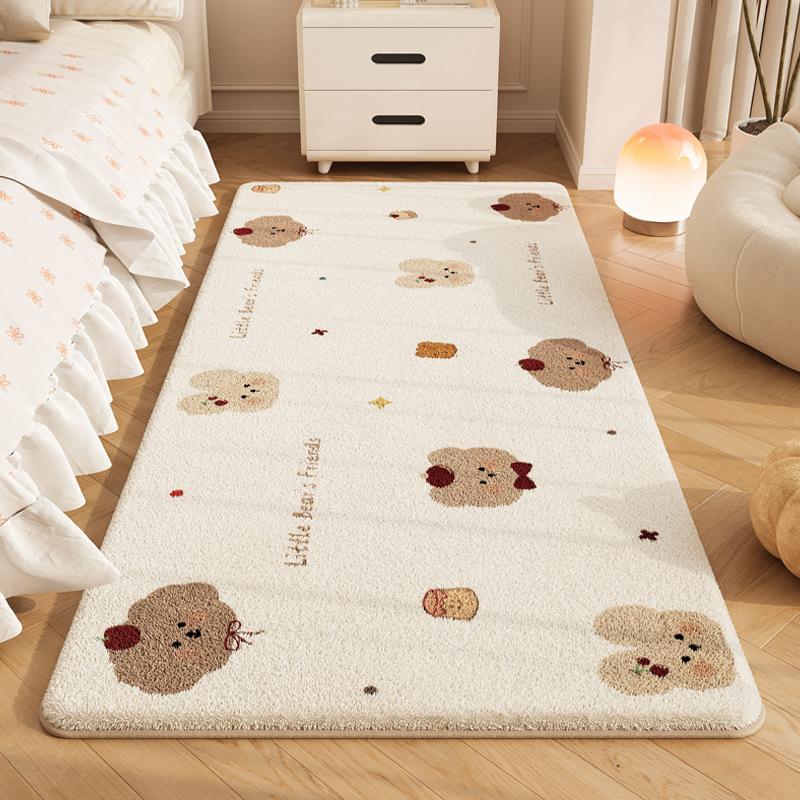 VIKAMA Cute Cartoon Cashmere Fine Sand Carpet Children's Bedroom Soft Bed Blanket Living Room Balcony Casual Mat Home Decor