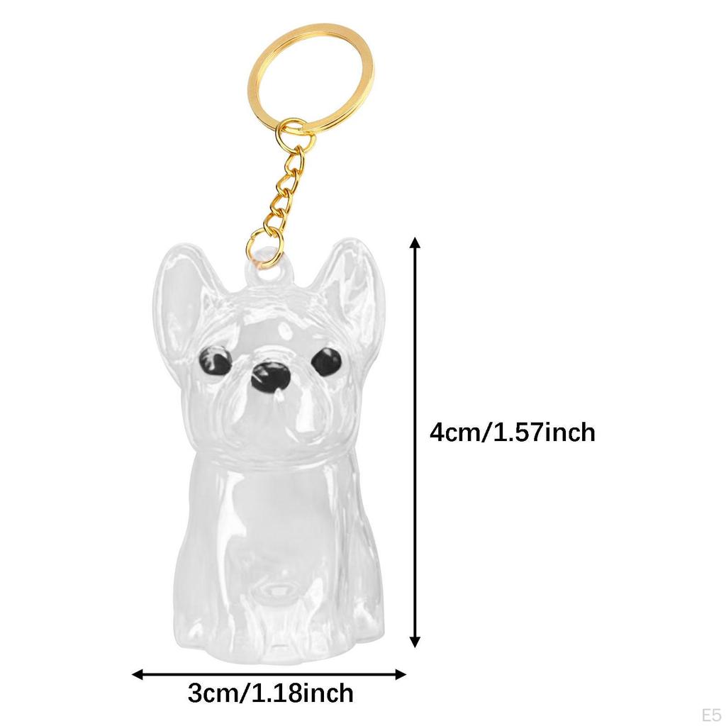 Dog Shape Keychain Bag Charm Creative Compact Souvenir Memorial Keepsake Clear Pet Hair