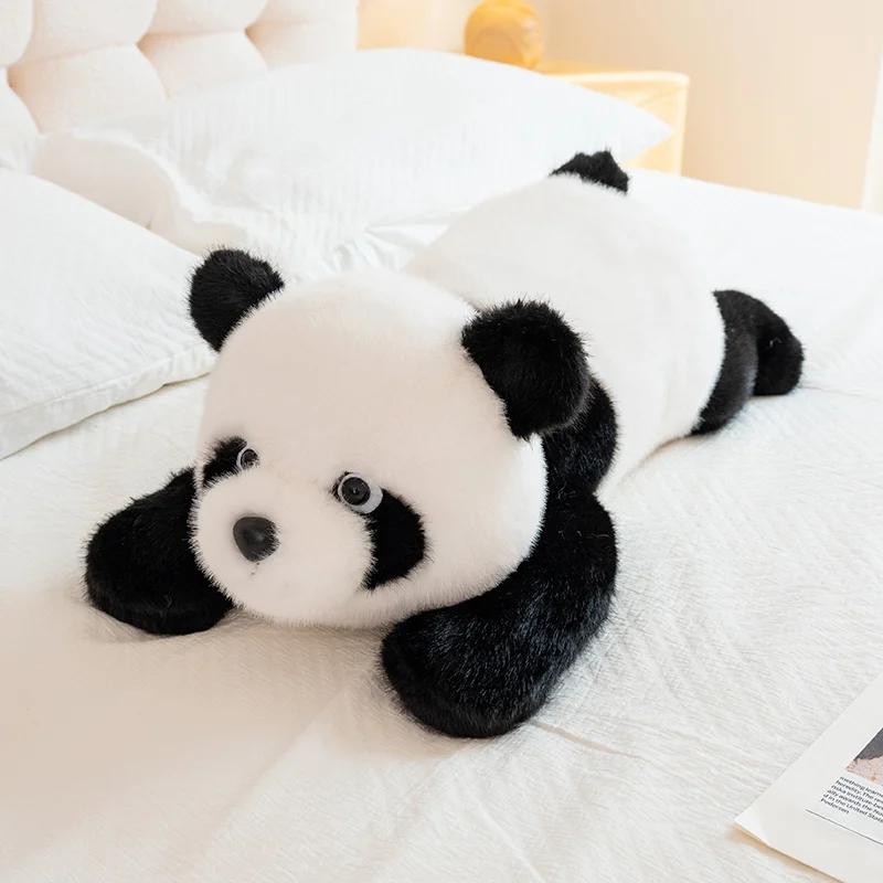 Bequemes liegendes Tier Plüschtier Panda Hund Dinosaurier Nilpferd Plüschtiere Weiches flauschiges langes Kissen Wurfkissen Heimdekoration Geschenk 30cm