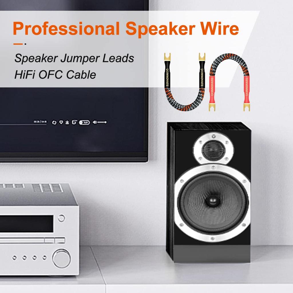 4 x 19cm Speaker Jumper HIFI Speaker Cables with 24k Gold Plated Pure Copper Flexible and Easy to Improves Sound Quality UCINNOVATE Cables, Plugs,