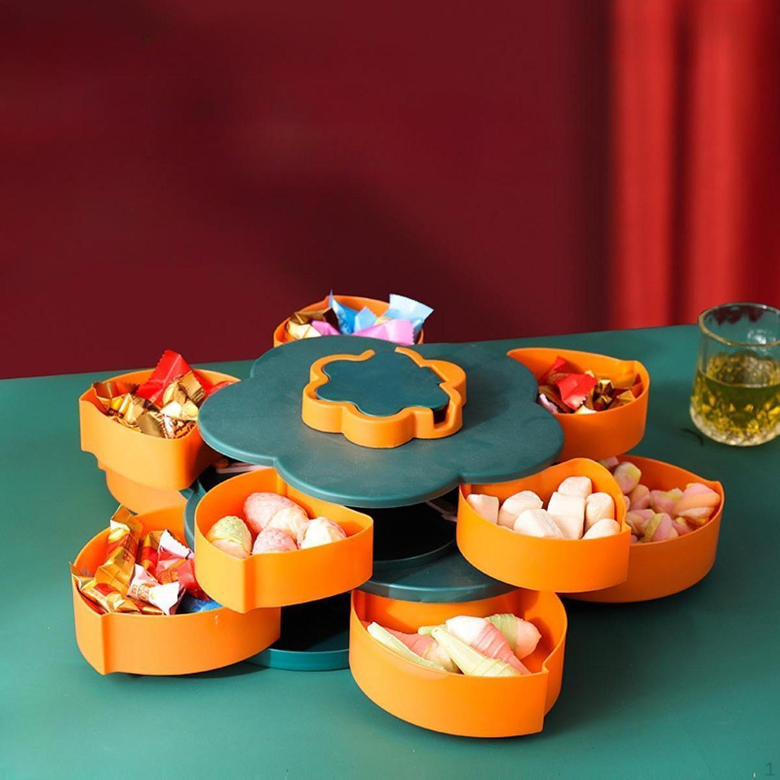 Divided Serving Tray Rotating Dish Table Centerpiece Decorative Storage Container Fruit Snack