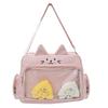 Geantă de umăr drăguță transparentă cu pisică, geantă crossbody student cu capacitate mare, geantă anime din pânză