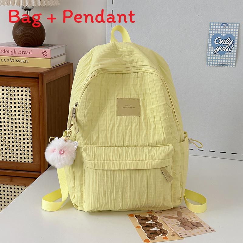 Nylon Girl Backpack With Letter Pattern And Double Shoulder Straps For Daily Use