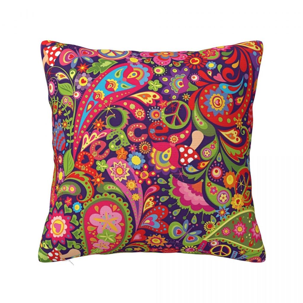 Frieden Blume Liebe Muster Kissenbezug Polyester Kissenhülle Dekorativ Geheimnisvoll Kissenbezug Abdeckung Zuhause Reißverschluss 4040cm