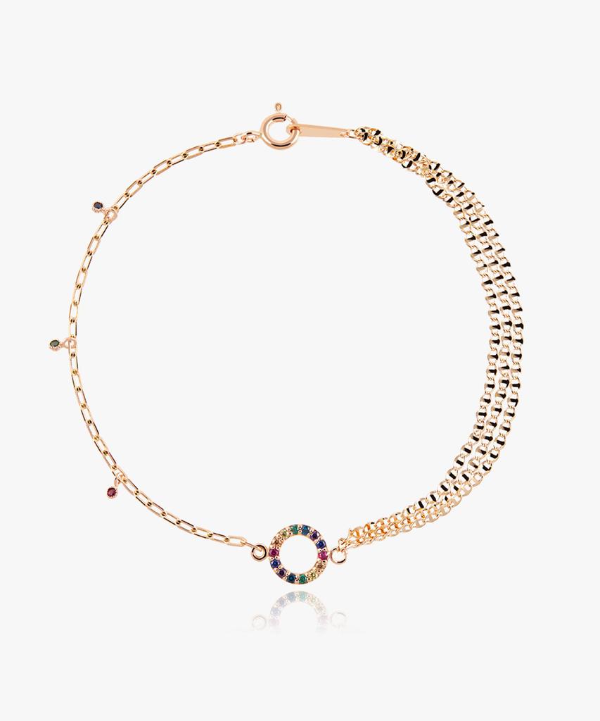 Helene Jewelry 14K Bloom Cubic Ring Style Layered Chain Gold Bracelet