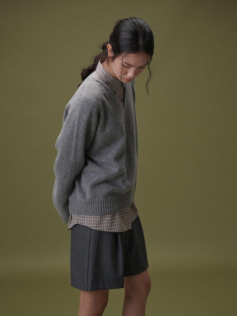 Plad Jour Boy Wool Half Pants (Dark Grey)
