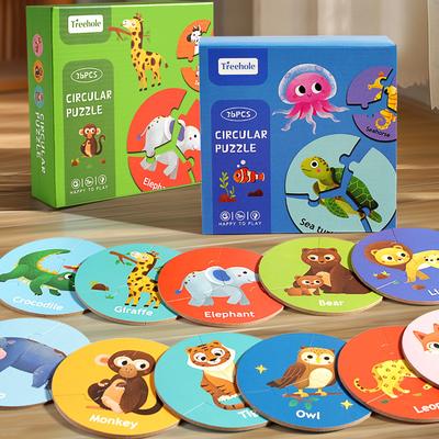 Kreispuzzle, Frühpädagogisches Tierpaarungs-Puzzle, Interaktives Konzentrations-Logiktraining, Brettspielzeug, Geburtstagsgeschenk