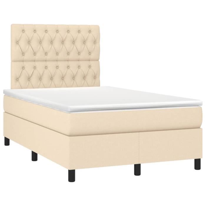 3142006 vidaXL Divan Bed with Mattress Cream 120x200 Cm Fabric