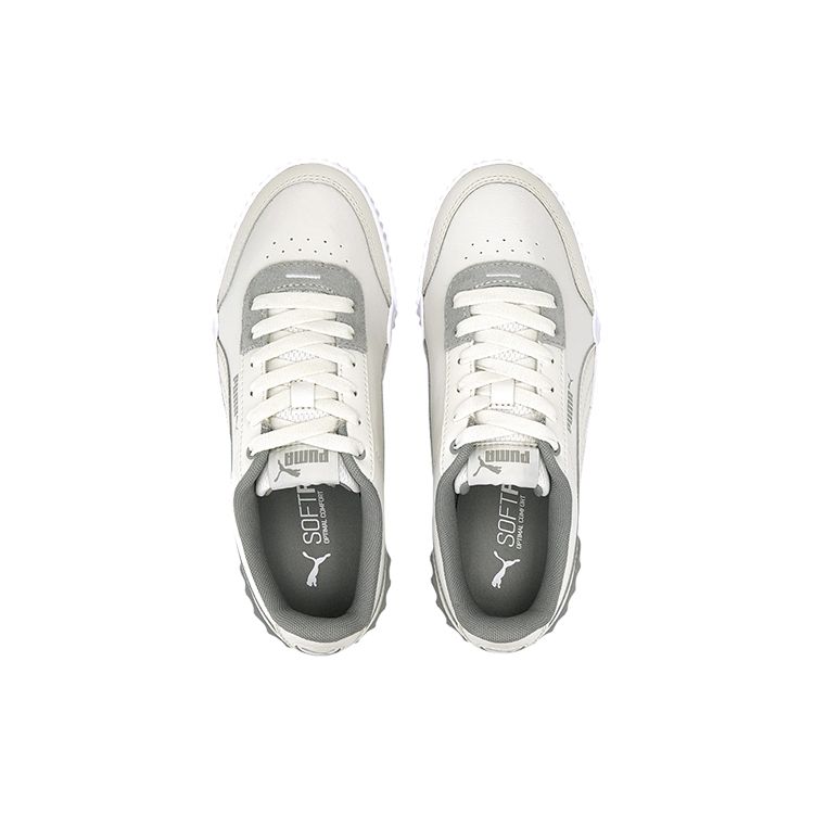 Puma Carina Lift Leder Bequem Stilvoll Langlebig Leichtgewichtige Low-Top-Sneakers Damen-Sneakers Khaki Weiß Grau 373031-03