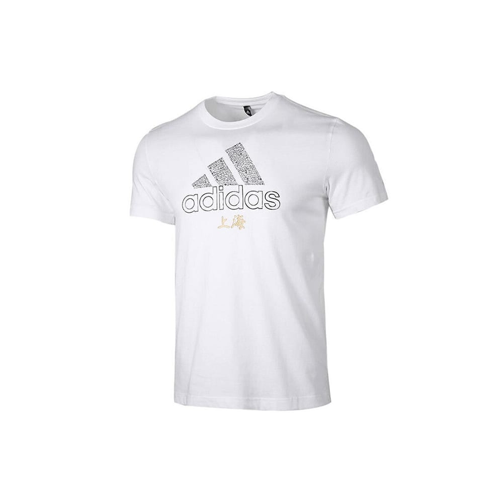 Adidas T Shirts Men's White Crew Neck Moderate Straight Fit GK4655