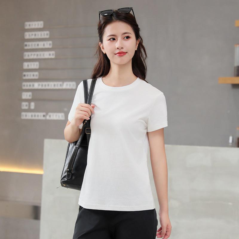 Spring-Summer Women's Casual Crew Neck Short Sleeve Solid Color Loose T-Shirt