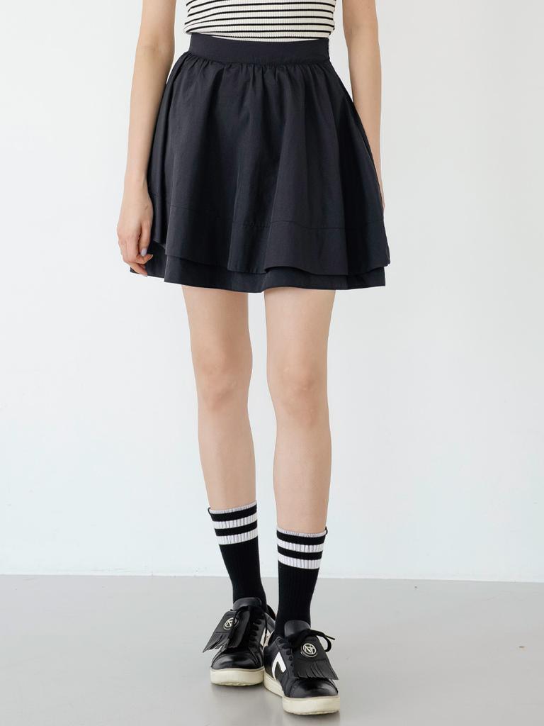 Nitina Shiny Double Flare Skirt Bk