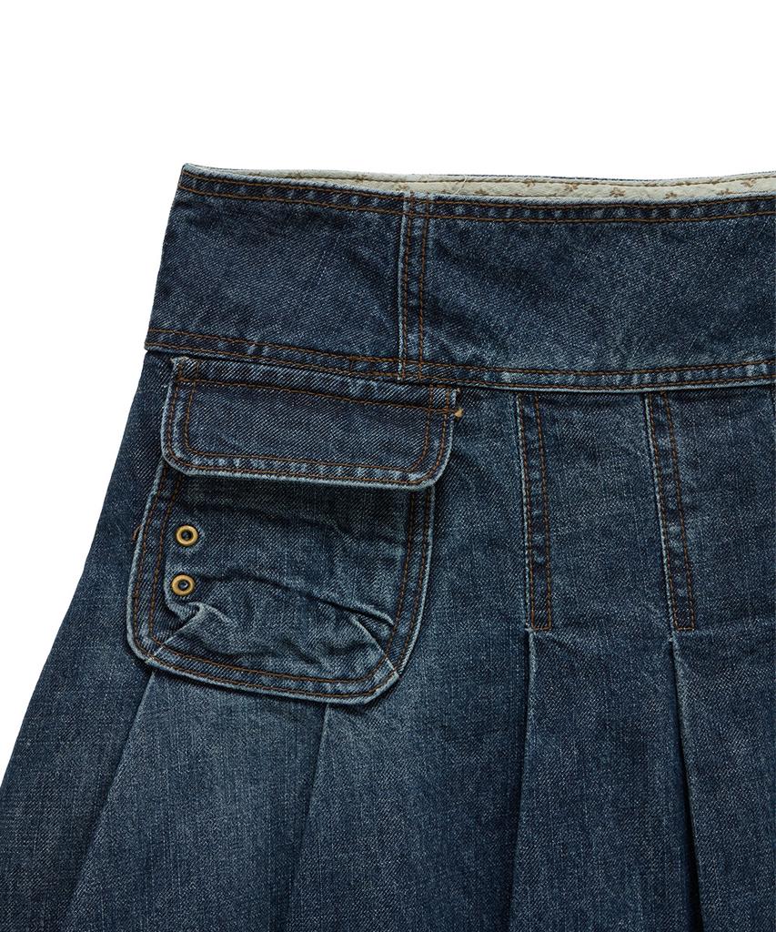 Dandel Dd Four-Stitch Denim Skirt (Indigo)