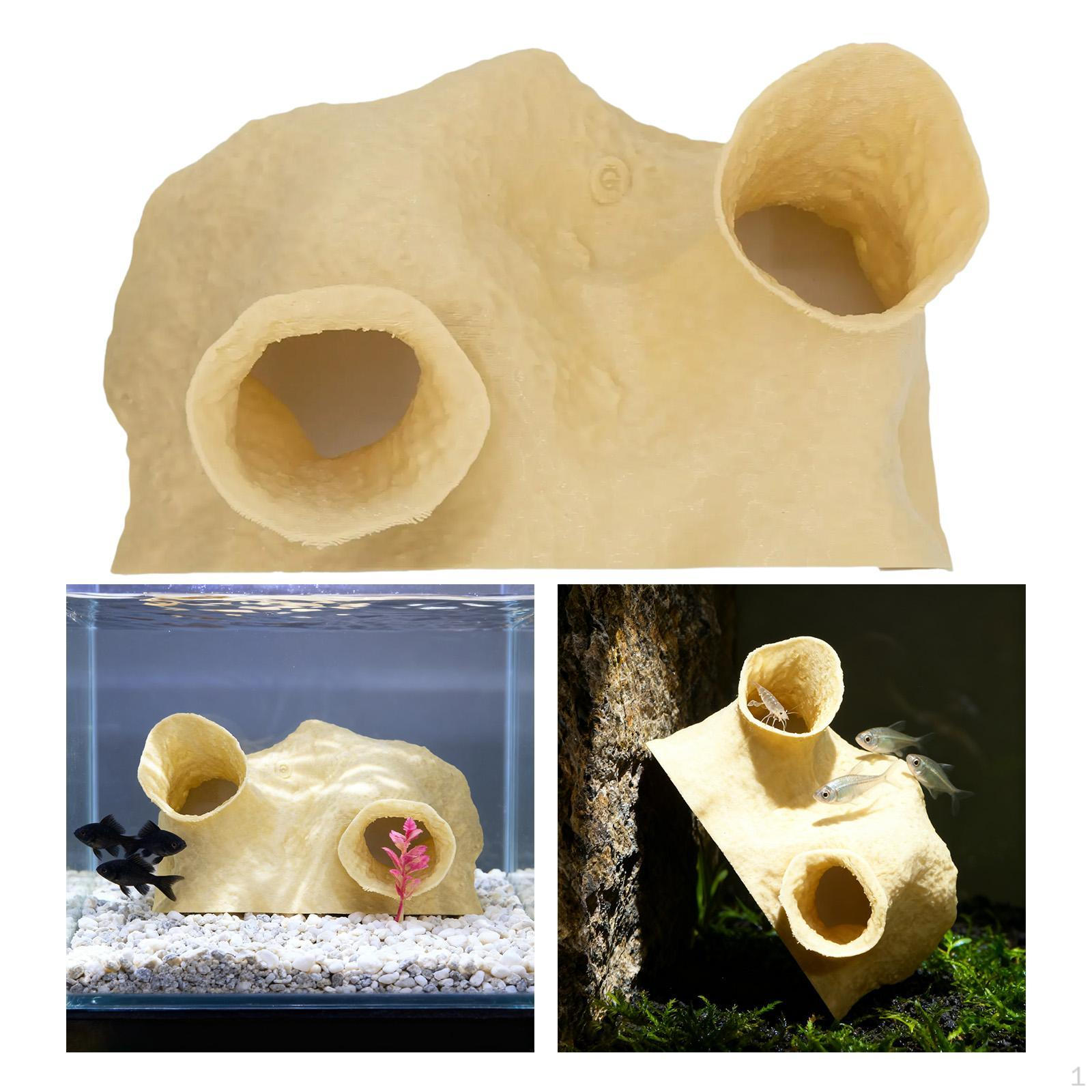 

Cave Shelter Aquarium Fish Tank Hideout Nest Ornament Made From Pp Material Multifunctional жёлтый