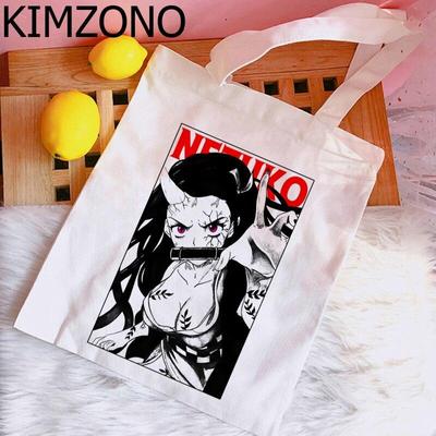 Demon Slayer Kimetsu No Yaiba Nezuko borsa shopping tote borsa spesa cotone ecobag sac cabas shoping riciclaggio sac tissu