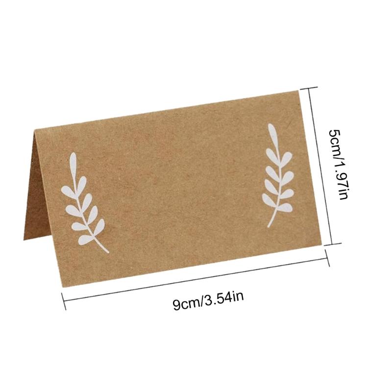 Set of 50 Premium Quality Thick Paper Seating Cards with Unique Leaf Design