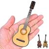 Wooden Miniature Guitar with Support Miniature Musical Instrument Wooden Decorative Ornament for Miniature Model Decor Gift