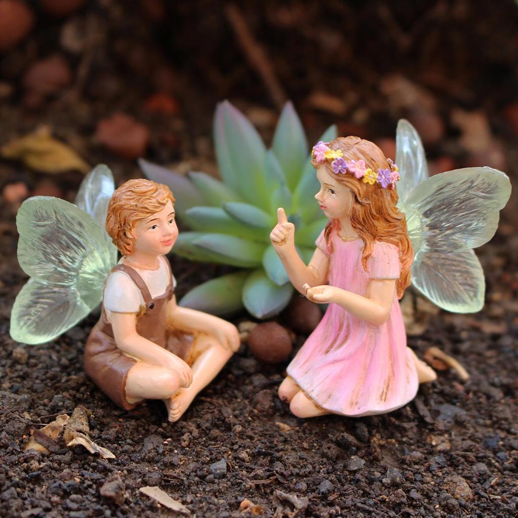Resin Flower Fairy Boy & Girl Ornament - Creative Home & Garden Décor Gift