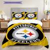Pittsburgh Steelers Pattern Bedding Quilt Set Quilt Cover Pillowcase Home Decoration Birthday Gift (1 * Duvet Cover + 2 * Pillowcase, Without Core)