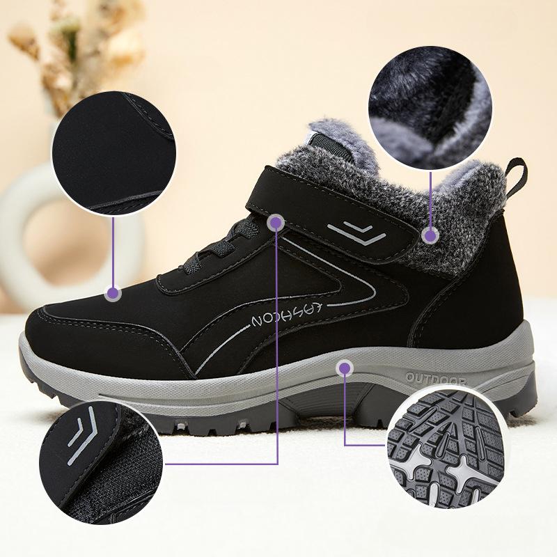 Verdickte Fleecegefütterte Winter-Schneestiefel für Damen, Bequeme Outdoor-Anti-Rutsch-Wanderstiefel für Herbst und Winter