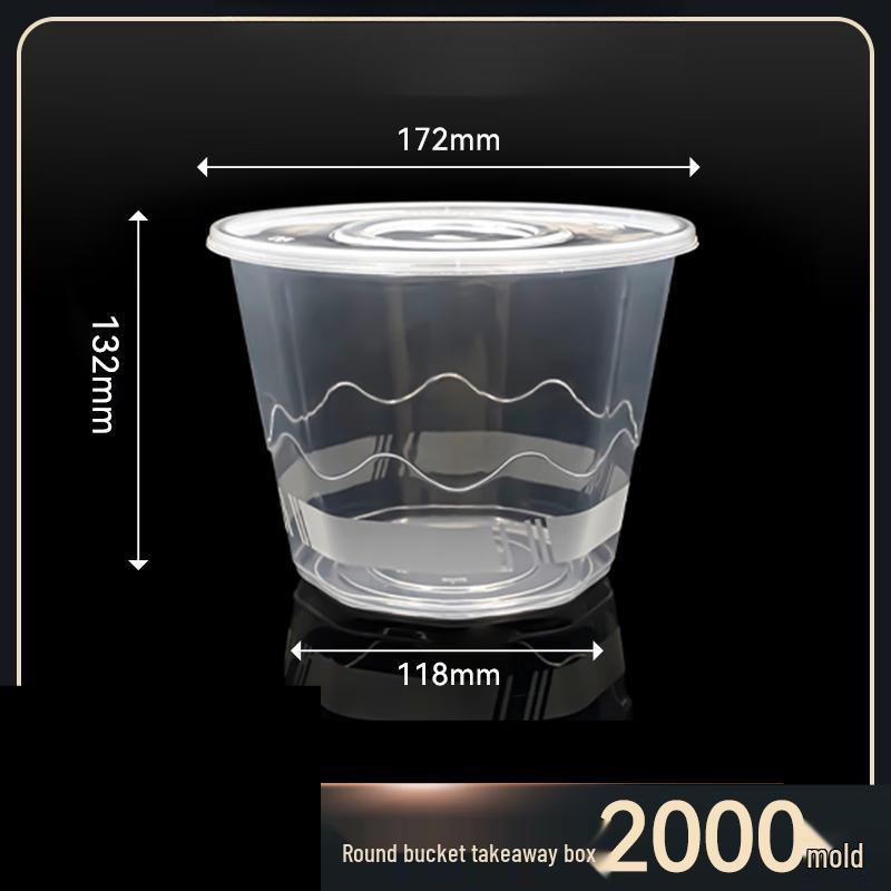 

Disposable 2000ml Transparent Food Containers with Lids (50 Sets)