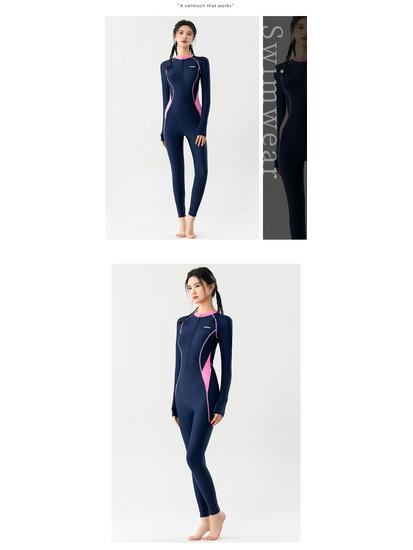 Bañador Deportivo de una Pieza de Manga Larga para Mujer Tallas Grandes 2024 con Protección Solar