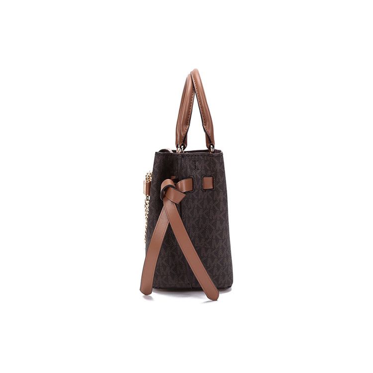 Michael Kors Hamilton Legacy Monogram Chain Vintage Commuter Leather Shoulder Bag Women Handbags Dark-Brown Acorn-Brown 30F1G9HS5B-252