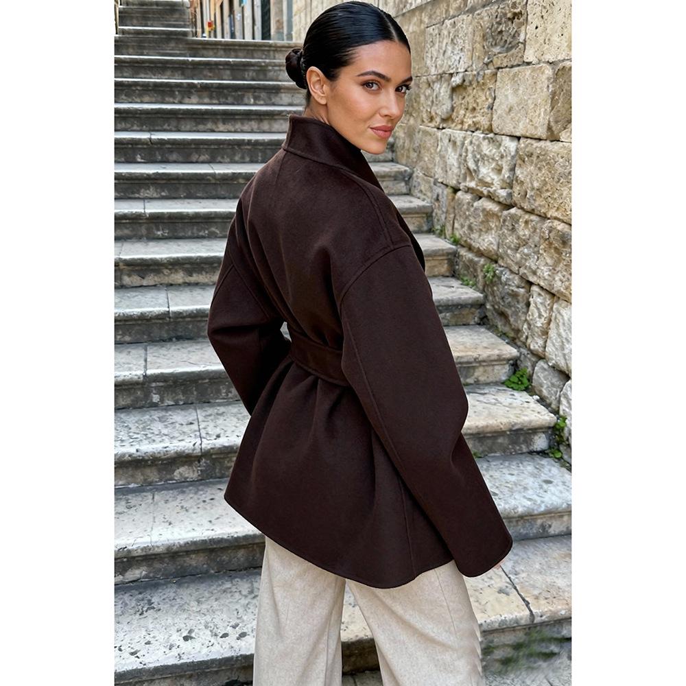 Mittellanger Wollmantel mit Gürtel - Vielseitiger Herbst-/Winterstil für Damen