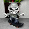2025 Halloween Skateboard Skeleton Figurine Scary Resins Skull Statue Ornament Home Decors for Desktop Book Shelf