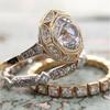 Charm Gold Color Rings for Women Hollow Round Women White Stone Rings Set Jewelry Party Gift