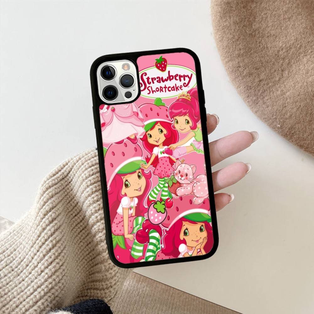 S-Strawberry Cartoon S-Shortcake Girl For IPhone 17 16 15 14 13 12 11 Pro Max Plus Mini PC+TPU Back Phone Cover