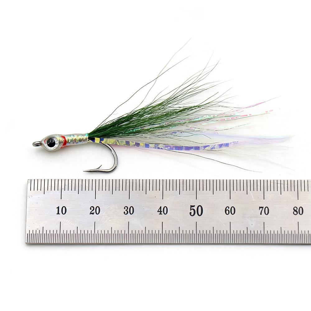 4pcs Surf Candy Sand Eel Streamer Flies,Realistic 3D Eyes Freshwater Saltwater Fly Fishing Lures for Sea Trout Pike Bass Anglers