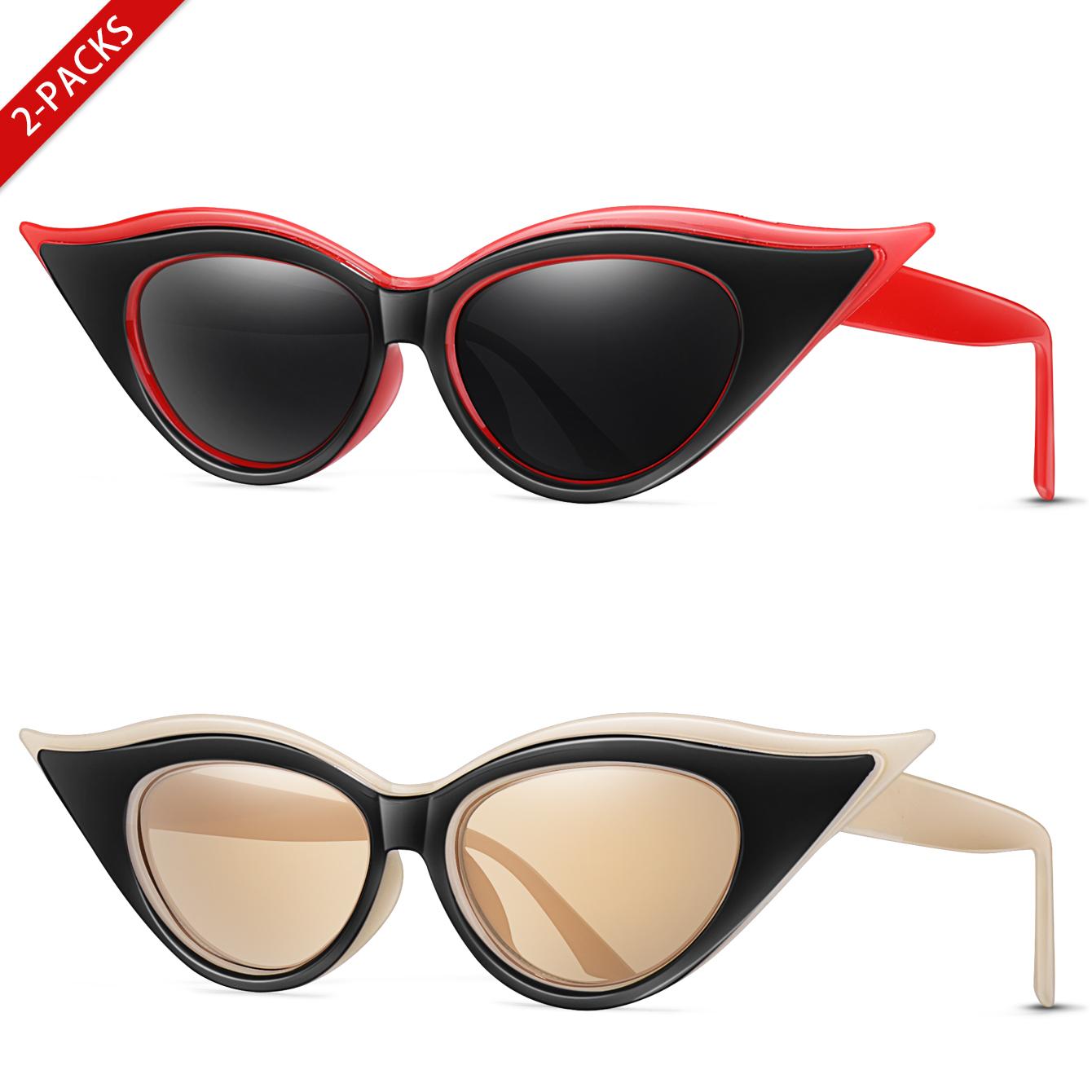 

2Pairs/3Pairs Fashion Vacation Glasses Men Women Sexy Cat Eye Shades Outdoor Hot Party Golf Beach Vocation Multiple Outfits